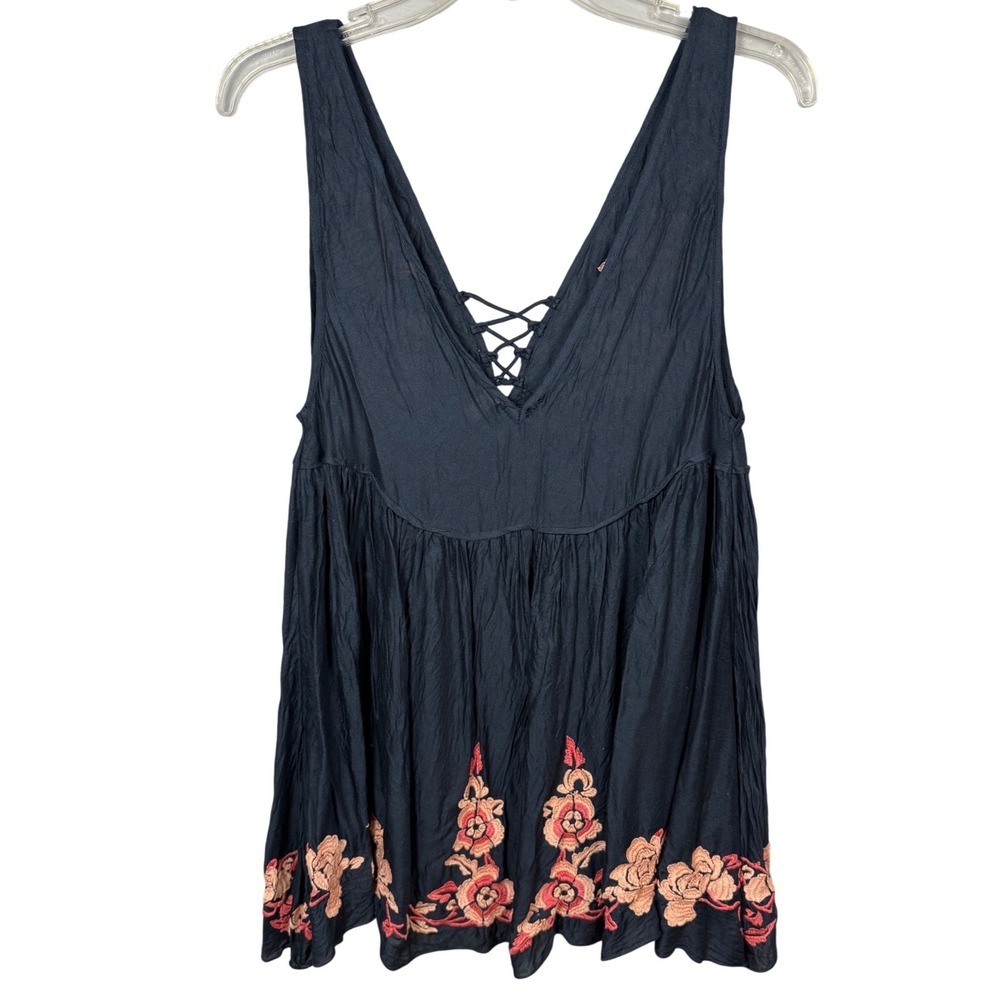 INTIMATELY FREE PEOPLE Aida Slip Dress , Aida Tunic, Cover-up, Navy Blue, Small - Picture 3 of 10